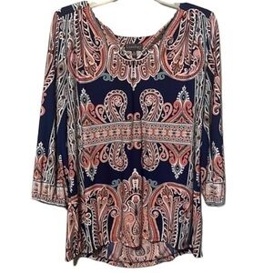 Luxology Women’s Quarter Length Sleeve Pattern Blouse size 16